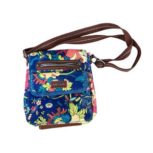 SAKROOTS Floral Peace Flap Crossbody Bag Butterfly Crocheted Edge